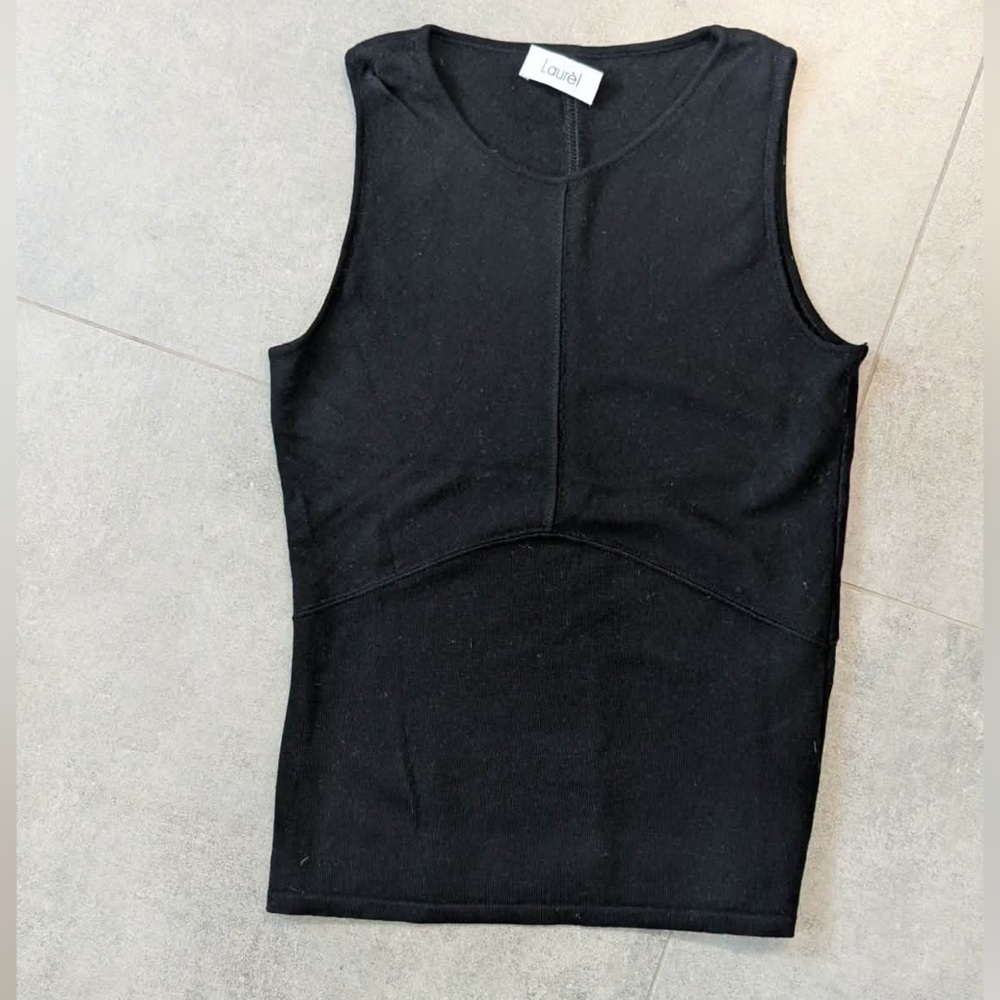 Laurèl Black Wool Sleeveless Knit Top EU‎ 34 S/XS Minimalist Designer